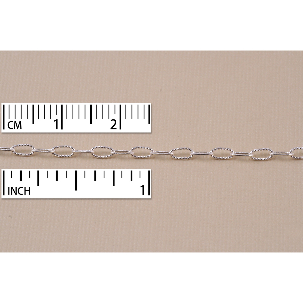 Chain & Clasps Sterling Silver Textured Drawn Cable Chain 4.5 x 2, by the Inch